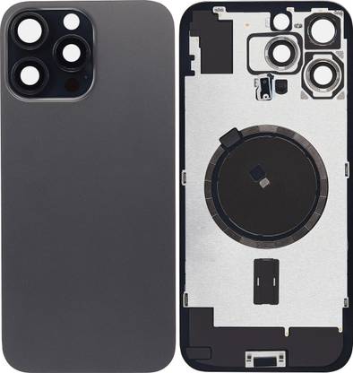 Spares4ever iPhone 16 Pro Max Black Titanium Replacement Glass with Camera Lens and Magsafe Magnet Back Panel