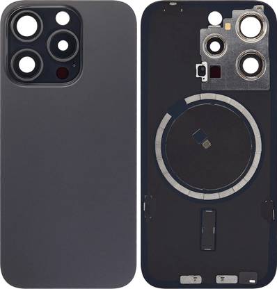Spares4ever iPhone 15 Pro Black Titanium Replacement Glass with Camera Lens and Magsafe Magnet Back Panel
