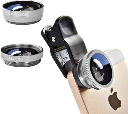 Mobcam 3 in 1 Macro Lens, Fish Eye, Wide Angle Mobile Camera Lens Mobile Phone Lens