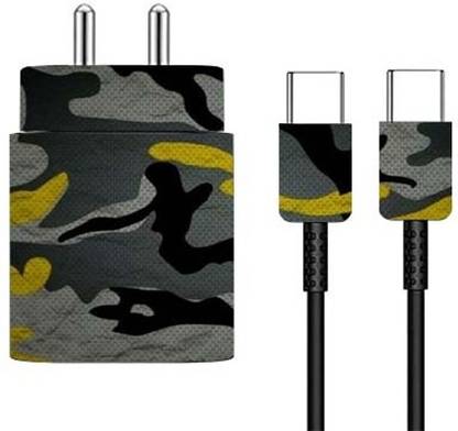 टीजे क्रिएशन High Quality Camouflage Military Yellow Back Screen Protector, Skin or Vinyl Wrap for Samsung Charger 25W Type C With Camera Protector (Back + Camera + Sides) Samsung Charger 25W Type C मोबाइल स्किन