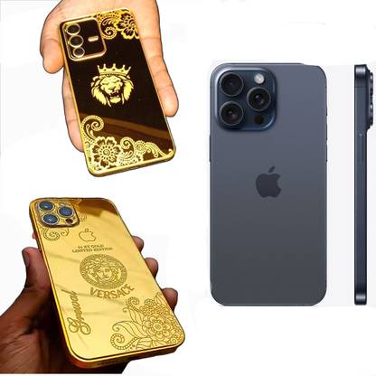 Almas iphone 15 Pro Max Luxury Golden Back Cover Mobile Skin