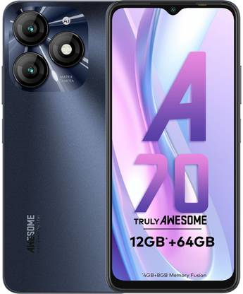itel A70 | 5000 mAh Battery |13MP Dual Rear Camera | Type C Charging (Starlish Black, 64 GB)