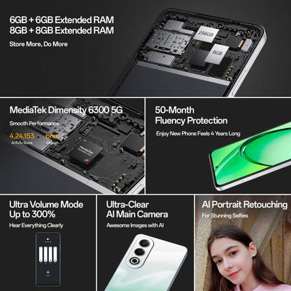 OPPO K12x 5G with 45W SUPERVOOC Charger In-The-Box (Breeze Blue, 128 GB)