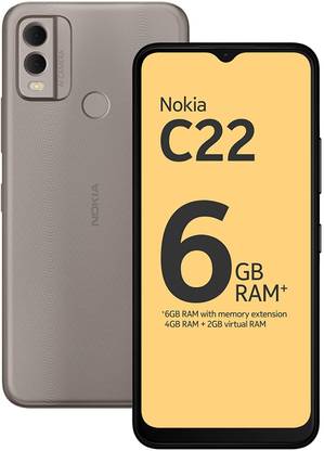 Nokia C22 Dual Sim with Jelly Case | 6.51 inch Display | 5000 mAh Battery (Sand, 64 GB)