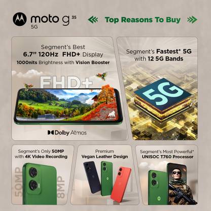 MOTOROLA g35 5G (Leaf Green, 128 GB)