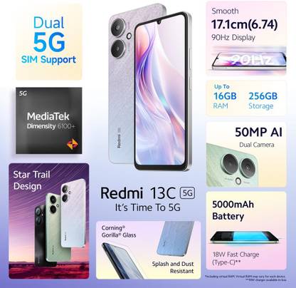 REDMI 13C 5G (Startrail Silver, 128 GB)