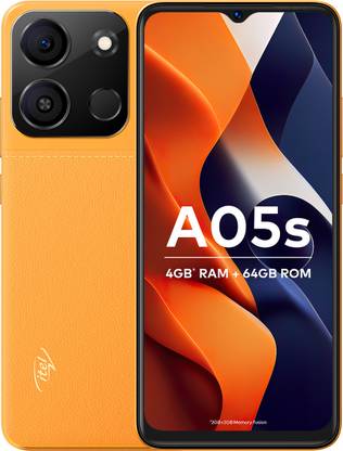 itel A05s | Typse C Charging | 4000 mAh Battery | Side FingerPrint (Glorious Orange, 64 GB)