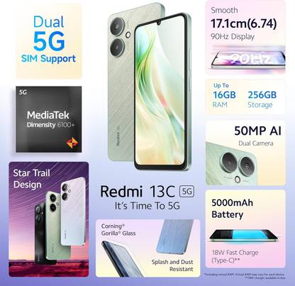 REDMI 13c 5G (Startrail Green, 128 GB)