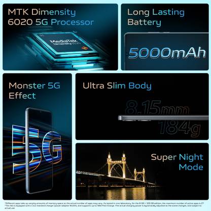 vivo T2x 5G (Black Gladiator, 128 GB)