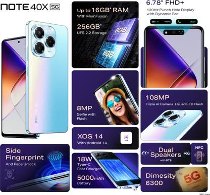 Infinix Note 40X 5G (Palm Blue, 256 GB)