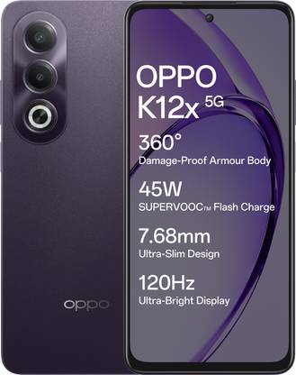 OPPO K12x 5G with 45W SUPERVOOC Charger In-The-Box (Midnight Violet, 128 GB)