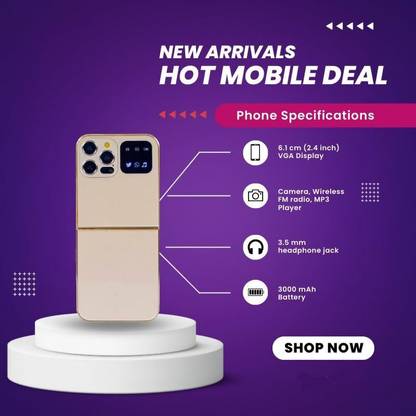 MTOUCH Rock Z Flip Dual Sim Keypad Mobile with2.4Display Flip Fold Call & SMS