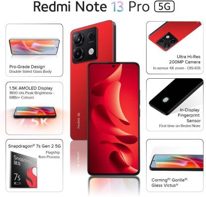 REDMI Note 13 Pro 5G (Scarlet Red, 128 GB)