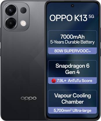 OPPO K13 5G with 7000mAh and 80W SUPERVOOC Charger In-The-Box (Prism Black, 128 GB)