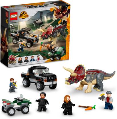 LEGO Jurassic World Triceratops Dinosaur Pickup Truck Ambush (210 Blocks) Model Building Kit
