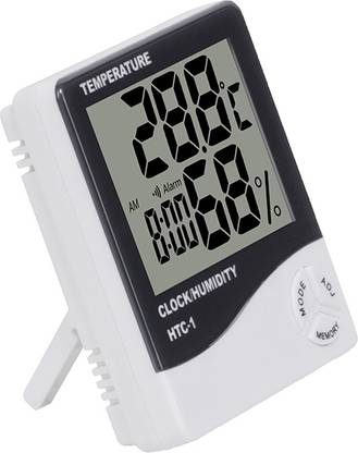 GoodsBazaar 2 in 1 Analog Temperature and Humidity Meter High Accuracy Needle Type Hygrometer Thermometer Thermohygro Weather Station Room Wall Thermometer Manual Table Clock with Temperature & Moisture Meter Digital Temperature Humidity Meter / Calendar / Clock / Alarm HTC-1 Hygrometer Pinless Digital Moisture Measurer