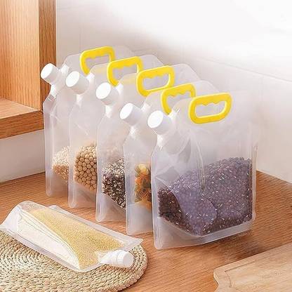 Chintavan Enterprise Moisture Proof Sealed Bag 1.5L Reusable Grain Storage Bags with Handle - Moisture Pack of 5 All-in-One Analog Moisture Measurer