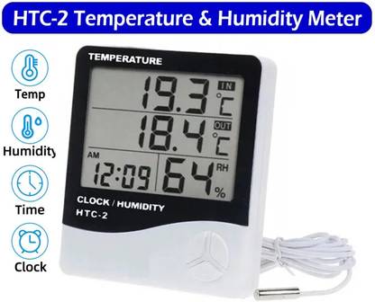 GoodsBazaar TA298 Digital Thermometer Hygrometer New Arrival 3.5”X2.5” Inch Super Large Lcd Display Digital Hygrometer, Thermometer, Indoor-Outdoor Temperature, Indoor Humidity, Alarm, Clock, Calendar, Max/Min Function With Wired Probe Sensor Cable Electronic Temperature Gauge Ta 298/Rt 905 Digital Humidity Meter Multifunctional Htc-2 Hygrometer Digital Lcd Humidity Meter Thermohygro Htc 2 Pin-Type Digital Moisture Measurer