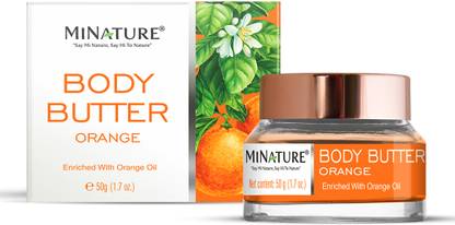 mi nature Orange Body Butter - 50g (1.7oz) | Non-Greasy Moisturizer