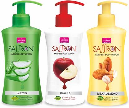 VI-JOHN Body Lotion Combo of 3 | 250 ml Each | For Men and Women | All Skin Types | Aloe Vera | Red Apple | Milk & Almond  (750 ml)