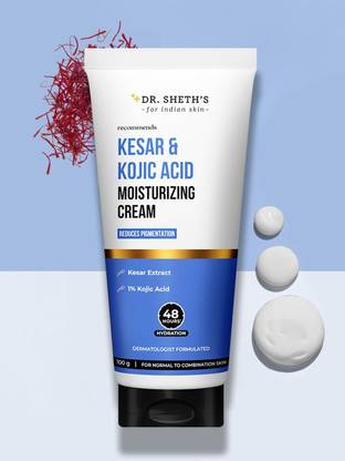 Dr. Sheth's Kesar & Kojic Acid Moisturizing Cream| 48hr Deep Hydration| Reduces Pigmentation