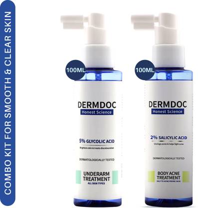 DermDoc 5% Glycolic Acid Underarm Spray-100ml & 2% Salicylic Acid Body Acne Spray-100ml