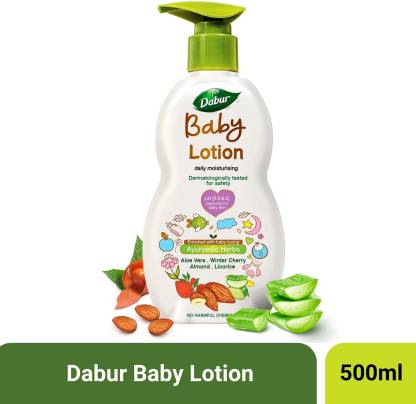 Dabur Baby Lotion Contains Aloe Vera & Almonds|pH balanced with No Parabens & Phthalates