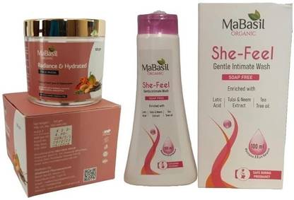 MaBasil Organic Radiance Hydrating Face Mask She Feel Intimate Wash Combo for Men Women