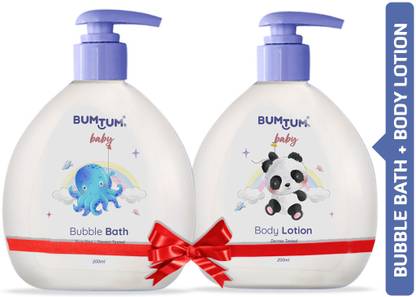 BUMTUM Baby Bubble Bath + Body Lotion No Tear Paraben & Sulfate Free Combo Pack of 2