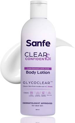 Sanfe Clear & Confident Glycolic Acid Body Lotion, Strawberry Skin, Tan Removal