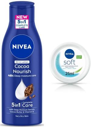 NIVEA Cocoa Nourish 200ml & Soft Cream 25ml set of 2