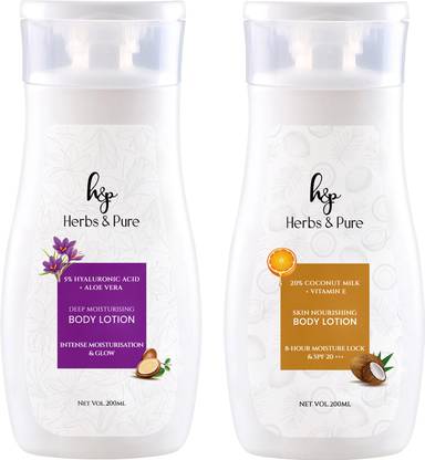 Herbs and Pure Daily Combo of Hyaluronic Aloe Body Lotion & Coconut Milk Skin Nourishing Lotion