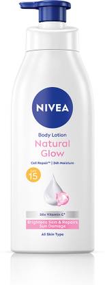 NIVEA Natural Glow, Cell Repair Brightens Skin, 50x Vitamin C Body Lotion with SPF 15