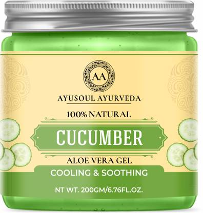 Ayusoul Ayurveda Khadi Cucumber Aloe Vera Gel 100% Natural for Body Skin Treatment| Moisturizer