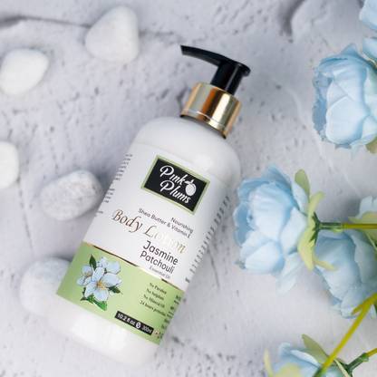 PINK PLUMS Body Lotion 300 ml with Jasmine & Patchouli Essential oils, No Mineral Oil