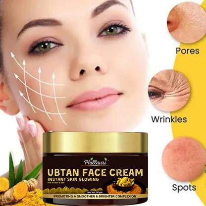 Phillauri Natural Ubtan Face Cream with Turmeric and Sandalwood for Glowing Skin