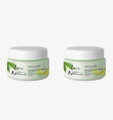 Oriflame LOVE NATURE MATTIFYING FACE LOTION OILY SKIN WITH ORGANIC TEA TREE & LIME PACK OF 2