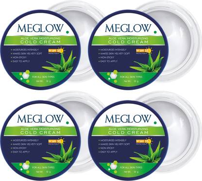 meglow Aloevera Cold Cream for Moisturization with SPF 15, Nourishing Care for Dry Skin