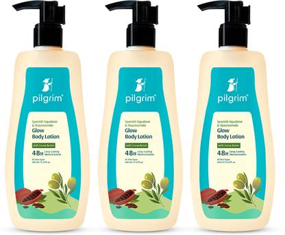 Pilgrim Body Lotion with Cocoa Butter 48H Long-Lasting Moisturization Pack of 3