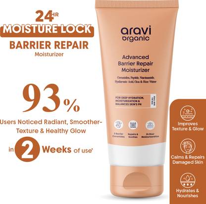 Aravi Organic Advanced Barrier Repair Moisturizer With Ceramide & Peptide - For Deep Hydration