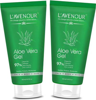 L'avenour Aloe Vera Gel with Vitamin C, E, Pure Aloe Vera & Neem Ext for Face, Body & Hair