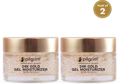 Pilgrim 24K Gold Lightweight Gel Face Moisturizer with Hyaluronic Acid Pack of 2