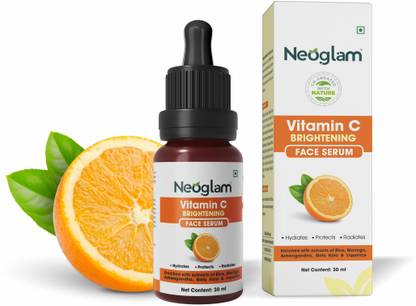 NEOGLAM Vitamin C Brightening Face Serum, for Radiant & Glowing Skin, Fades Dark Spots