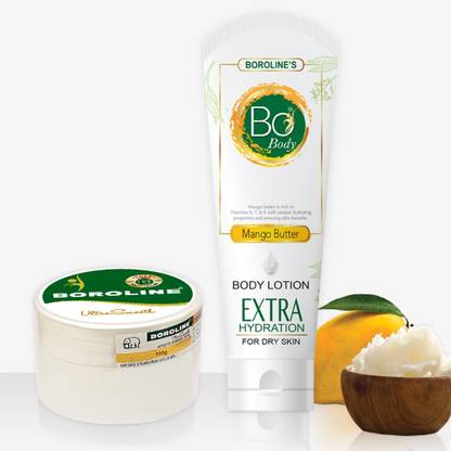 BOROLINE Bo Body Lotion 100 ml With Mango butter + Ultrasmooth Cream 100 gm