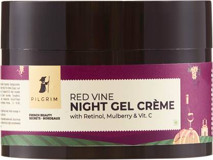 Pilgrim Anti Ageing Red Vine Night Creme Gel For Glowing Skin, Skin Repair, Dry, Oily, Sensitive Skin, Men & Women, 50g