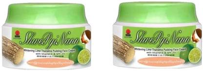 SHWEPYINANN LIME Whitening Thanakha Face Cream with Vita E, SPF 20, Pack of 2 - Myanmar