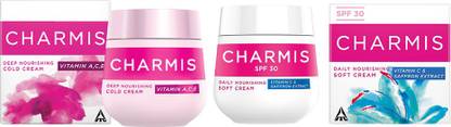 Charmis Deep Nourishing Cold Cream and Daily Nourishing Soft Cream with Vitamins & SPF30