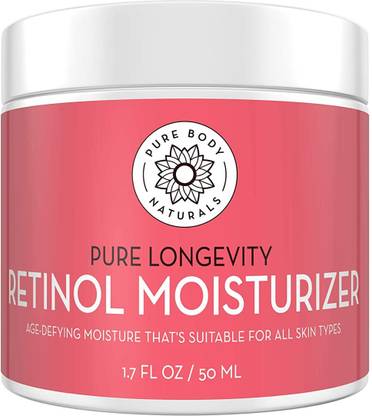 Pure Body Naturals Retinol Moisturizer Cream for Face, Age Defying for Wrinkles and Lines