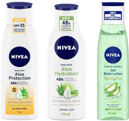 NIVEA Body Lotion 75ML - Aloe Protection , Aloe Hydration & Aloe Vera Gel