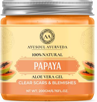 Ayusoul Ayurveda Khadi Papaya Aloe Vera Gel 100% Natural for Body Skin Treatment| Moisturizer